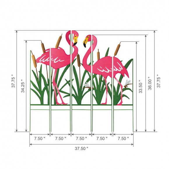Glitzhome Glitzhome 37.75"H 5 Pieces Metal Flamingo Silhouette Yardstake