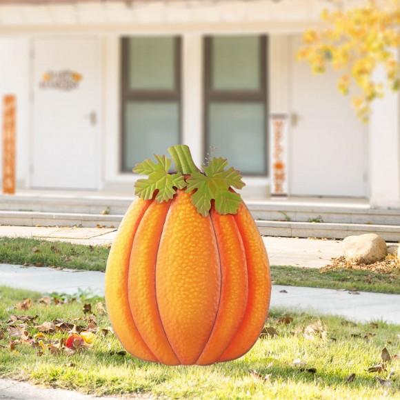 Glitzhome Glitzhome 37.75"H Fall Metal Embossed Glitter Pumpkin Yard Stake