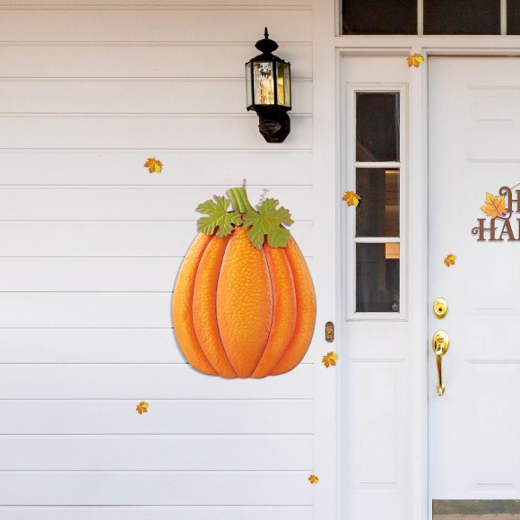 Glitzhome Glitzhome 37.75"H Fall Metal Embossed Glitter Pumpkin Yard Stake