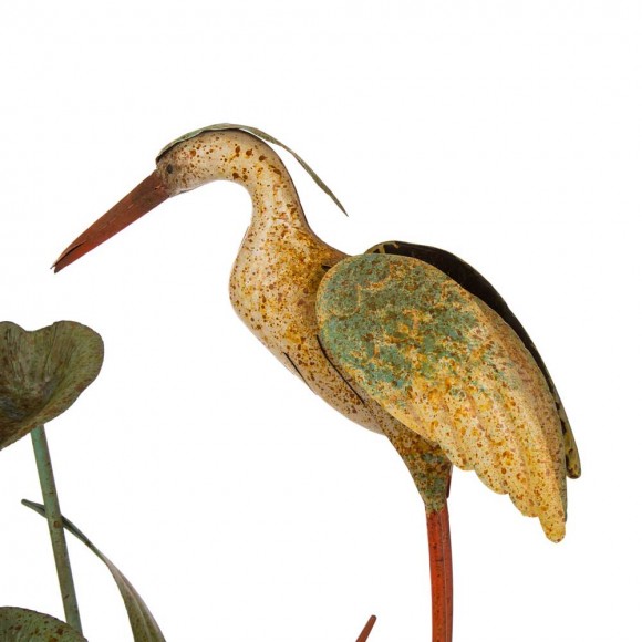 Glitzhome Glitzhome 37"H Floor Standing Antique Green Metal Pelican Water Fountain