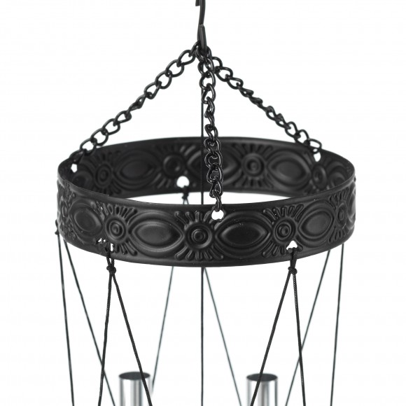 Glitzhome Glitzhome 37"H Solar Lighted Metal And Glass Mosaic Windchime (KD)