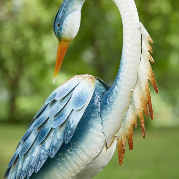 Glitzhome Glitzhome 38.25"H Metal Standing Crane Garden Statue With Stakes (KD)