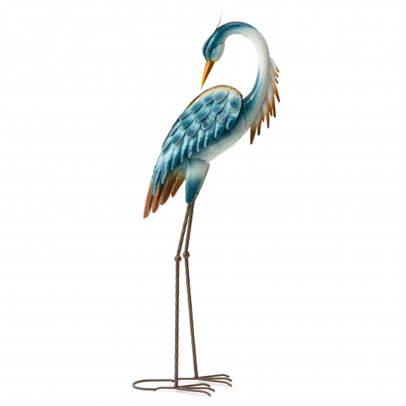 glitzhome Glitzhome 38.25"H Metal Standing Crane Garden Statue with Stakes (KD)