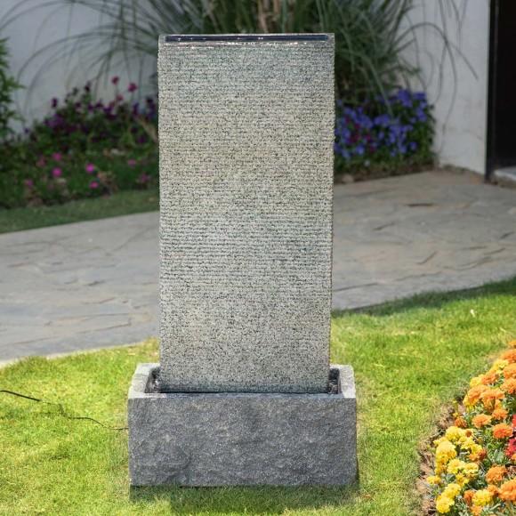 Glitzhome Glitzhome 38.25"H Oversized Faux Stone Wall Polyresin Outdoor Fountain With LED Light And Pump