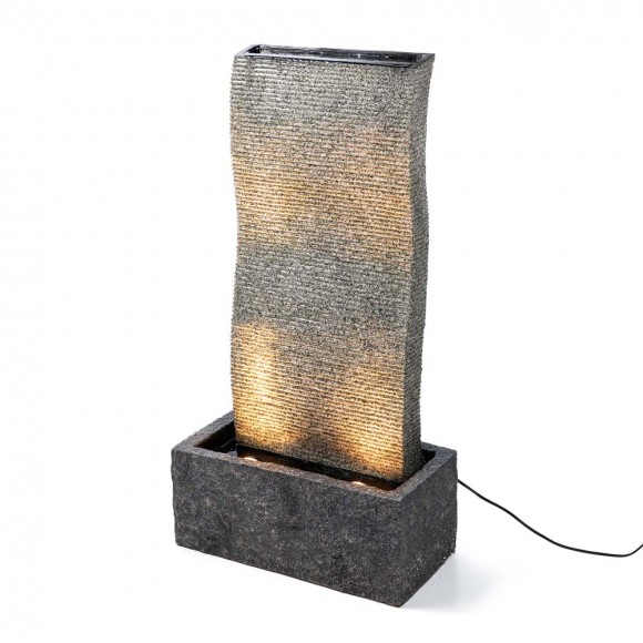glitzhome Glitzhome 38.25"H Oversized Faux Stone Wall Polyresin Outdoor Fountain with LED Light and Pump