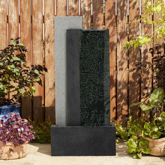Glitzhome Glitzhome 38.25"H Oversized Morden Textured Surface Polyresin Outdoor Floor Fountain With Pump And LED Light (KD)