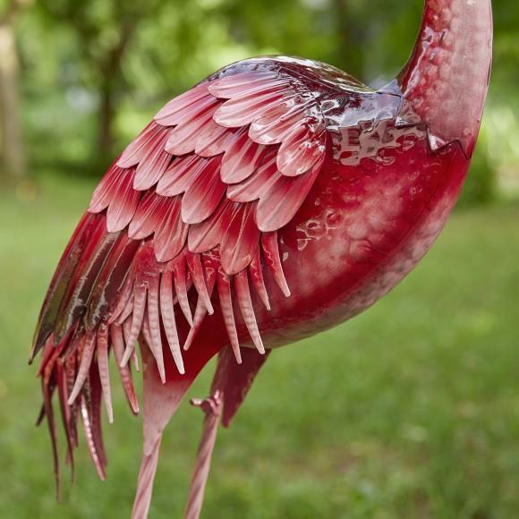 Glitzhome Glitzhome 38.5"H Metal Standing Flamingo Garden Statue With Stakes (KD)