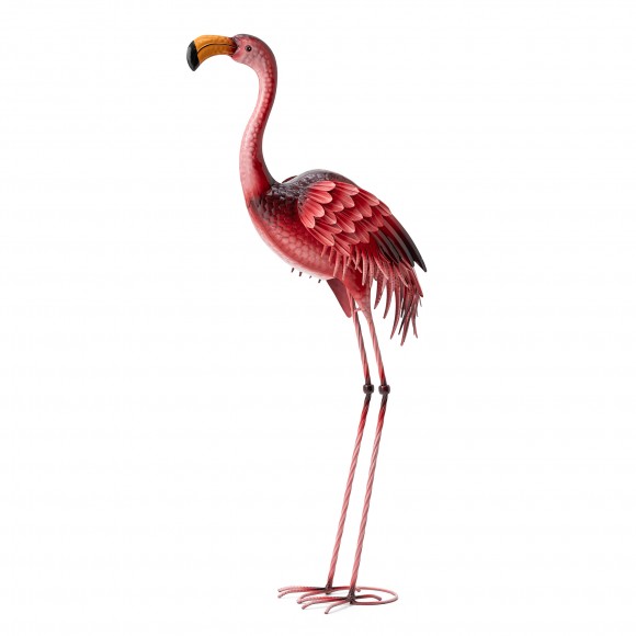 glitzhome Glitzhome 38.5"H Metal Standing Flamingo Garden Statue with Stakes (KD)