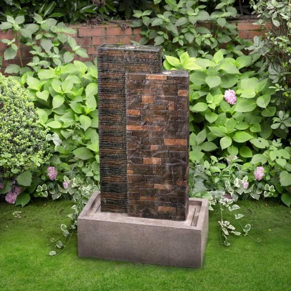 Glitzhome Glitzhome 38.75"H Oversized Low Garden Wall Polyresin Outdoor Fountain With LED Light And Pump