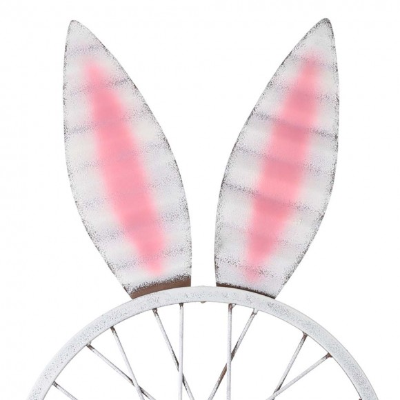 Glitzhome Glitzhome 38"H Easter Metal Bicycle Wheel Bunny Yard Stake Or Wall Decor (Two Functions)