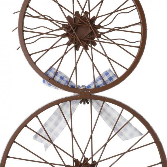 Glitzhome Glitzhome 38"H Easter Metal Bicycle Wheel Bunny Yard Stake Or Wall Decor (Two Functions)