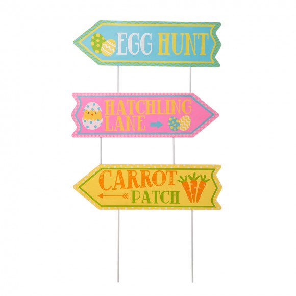 glitzhome Glitzhome 38"H Easter Metal Yard Stake or Wall Décor Set of 3