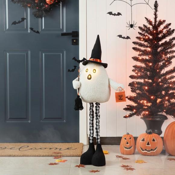 Glitzhome Glitzhome 38"H Lighted Halloween Fabric Ghost Standing Decor With Telescoping Legs With Timer