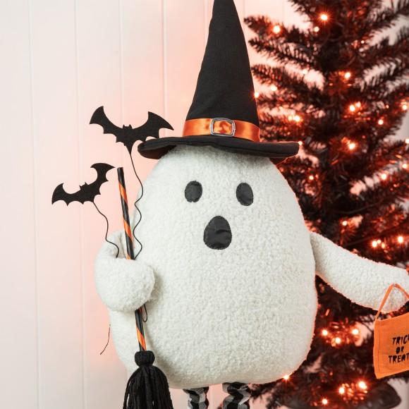 Glitzhome Glitzhome 38"H Lighted Halloween Fabric Ghost Standing Decor With Telescoping Legs With Timer