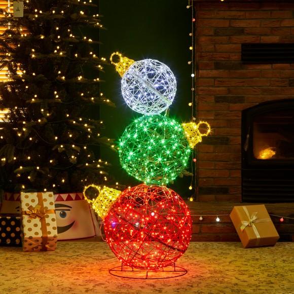 Glitzhome Glitzhome 39.25"H Lighted Christmas 3D PVC Stacked Ornaments Outdoor Décor With 760 Green LED Lights (KD)