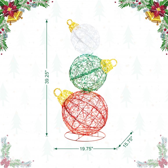 Glitzhome Glitzhome 39.25"H Lighted Christmas 3D PVC Stacked Ornaments Outdoor Décor With 760 Green LED Lights (KD)