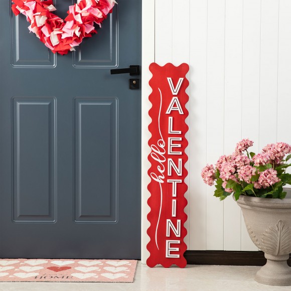 Glitzhome Glitzhome 39.25"H Valentine's Wooden HELLO VALENTINE Porch Decor