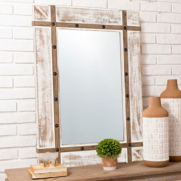 Glitzhome Glitzhome 39.50"H Oversized Farmhouse Wood Wall Mirror