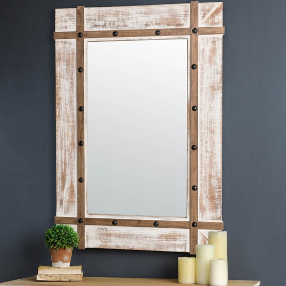 Glitzhome Glitzhome 39.50"H Oversized Farmhouse Wood Wall Mirror