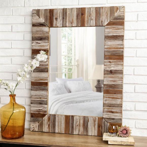 Glitzhome Glitzhome 39.70"H Farmhouse Rectangle Wooden Frame Wall Mirror