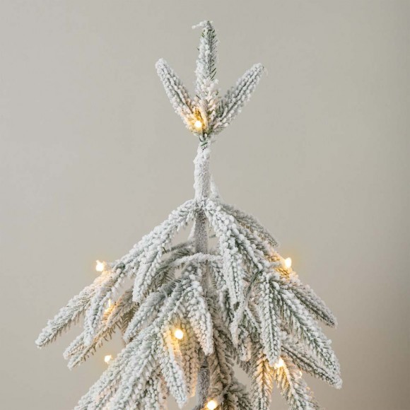 Glitzhome Glitzhome 3ft Lighted Pre-Lit Downward Wrapped Flocked Pine Artificial Christmas Greenery Table Tree(Includes Timer)