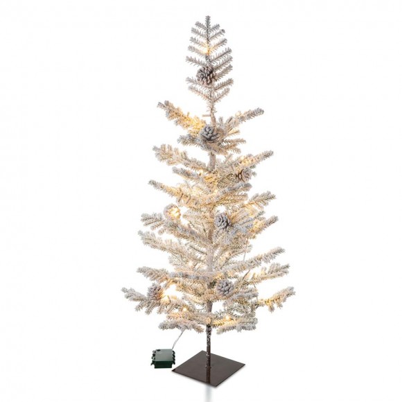 glitzhome Glitzhome 3ft Lighted Pre-Lit Upward Wrapped Flocked Pine Artificial Christmas Greenery Table Tree(Includes Timer)