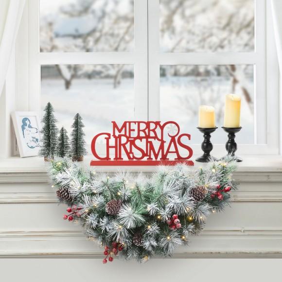 Glitzhome Glitzhome 3FT Pre-Lit Pinecones And Red Berries Artificial Christmas Swag With 50 Warm White Lights And Timer