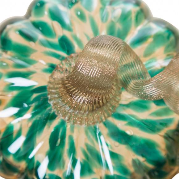 Glitzhome Glitzhome 4.13''H Hand Blown Blue/Gold Glitter Glass Pumpkin Table Accent Decor