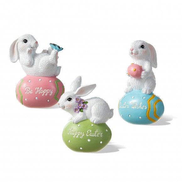 glitzhome Glitzhome 4.5"H Set of Three Easter Resin Bunny Table Decor