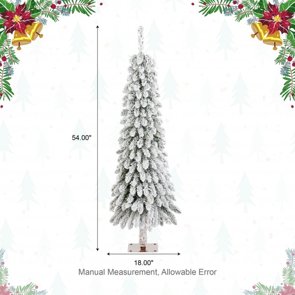 Glitzhome Glitzhome 4.5ft Pre-Lit Flocked Artificial Christmas Tree With 100 Warm White/Multi-color C3 Clear LED Lights 9 Function W/Foot Pedal