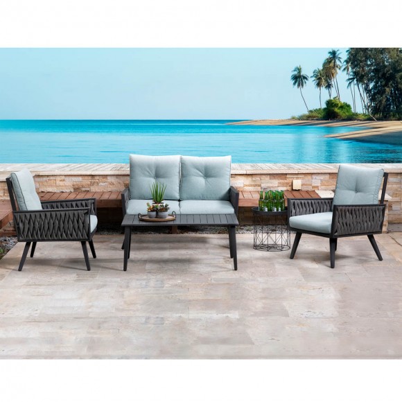 Glitzhome Glitzhome 4 Piece Outdoor Patio All-Weather Wicker Sectional