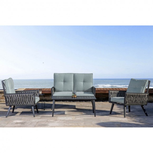 Glitzhome Glitzhome 4 Piece Outdoor Patio All-Weather Wicker Sectional