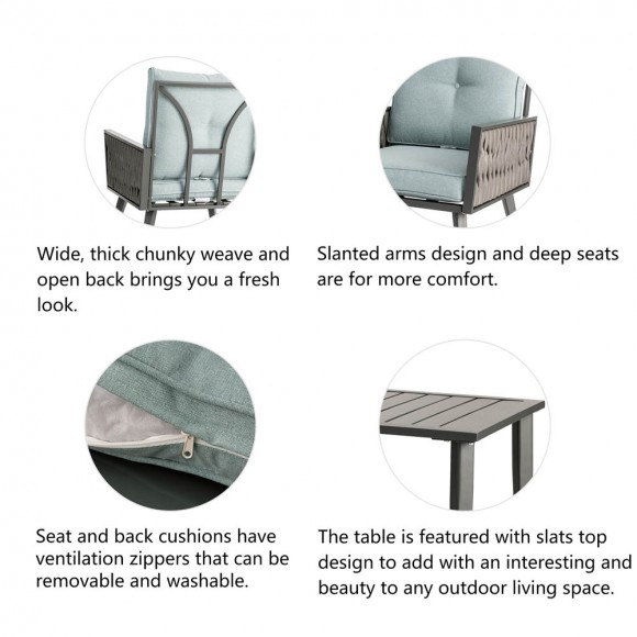 Glitzhome Glitzhome 4 Piece Outdoor Patio All-Weather Wicker Sectional