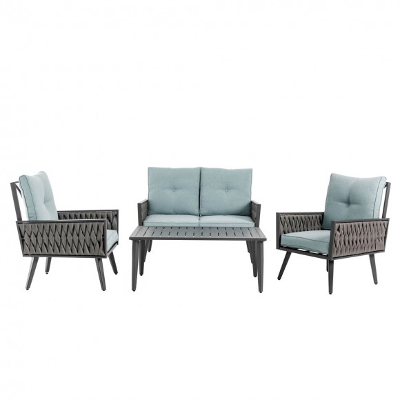 glitzhome Glitzhome 4 Piece Outdoor Patio All-Weather Wicker Sectional