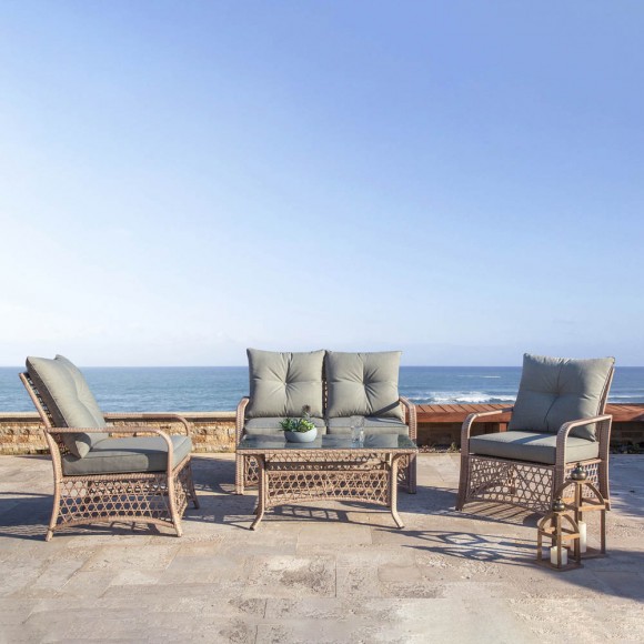 Glitzhome Glitzhome 4 Piece Outdoor Patio Wicker Chair And Table Sectional