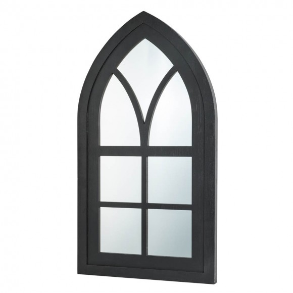 Glitzhome Glitzhome 40.16"H Black Wooden Cathedral Windowpane Wall Mirror Decor