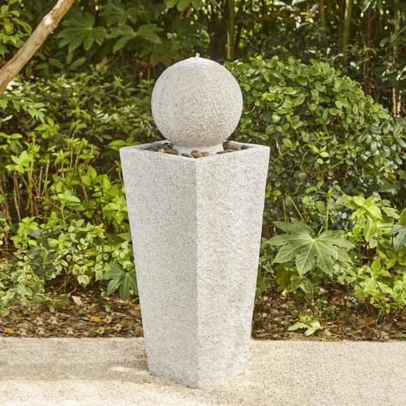 Glitzhome Glitzhome 40.25"H Modern Oversized Faux Terrazzo Geometric Pedestal And Sphere Polyresin Outdoor Fountain With Pump And LED Light