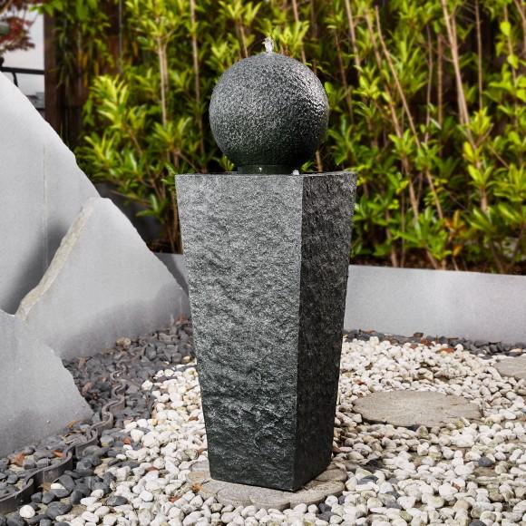 Glitzhome Glitzhome 40.25"H Modern Oversized Geometric Pedestal And Sphere Polyresin Outdoor Fountain With LED Light And Pump