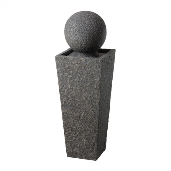 Glitzhome Glitzhome 40.25"H Modern Oversized Geometric Pedestal And Sphere Polyresin Outdoor Fountain With LED Light And Pump