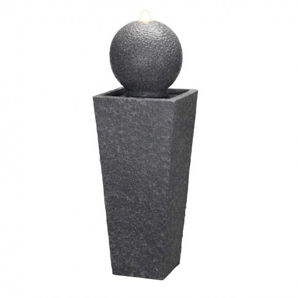 glitzhome Glitzhome 40.25"H Modern Oversized Geometric Pedestal and Sphere Polyresin Outdoor Fountain with LED Light and Pump