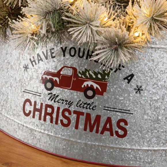 Glitzhome Glitzhome 40.5"D Christmas Galvanized Metal Truck Tree Collar