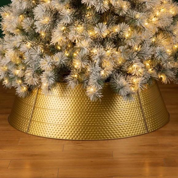 Glitzhome Glitzhome 40.5"D Christmas Gold Hammered Metal Tree Collar