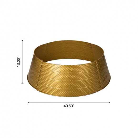 Glitzhome Glitzhome 40.5"D Christmas Gold Hammered Metal Tree Collar