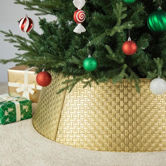 Glitzhome Glitzhome 40.5"D Gold Metal Weave Tree Collar (KD)
