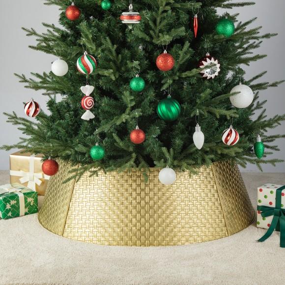 Glitzhome Glitzhome 40.5"D Gold Metal Weave Tree Collar (KD)