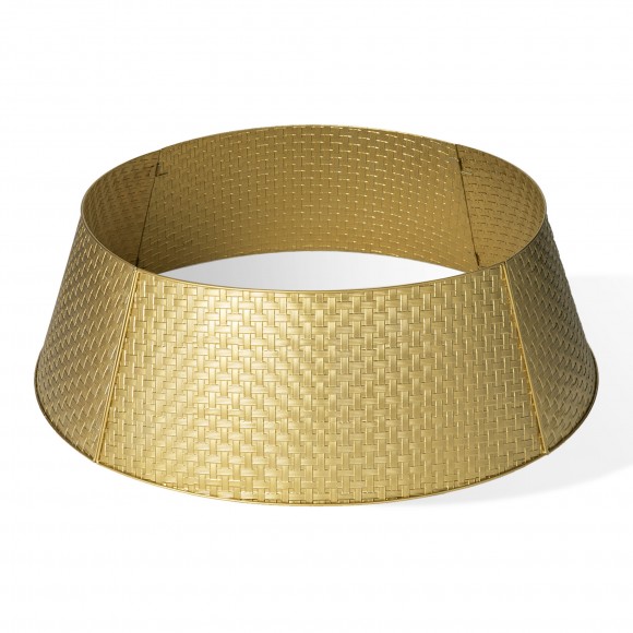 glitzhome Glitzhome 40.5"D Gold Metal Weave Tree Collar (KD)