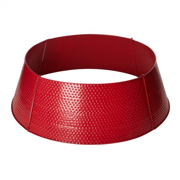 glitzhome Glitzhome 40.5"D Large Christmas Red Hammered Metal Tree Collar