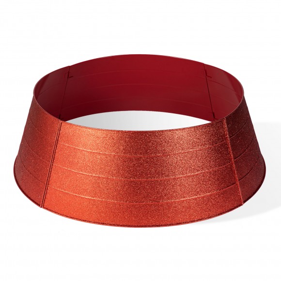 glitzhome Glitzhome 40.5"D Red Metal Glitter Tree Collar (KD)