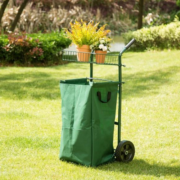 Glitzhome Glitzhome 40.5''H Outdoor Cleaning Garden Cart With Detachable Polyester Leaf Trash Bag