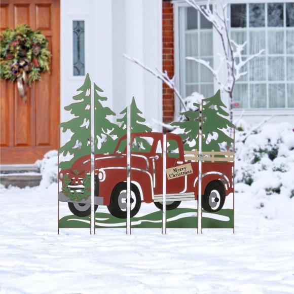 Glitzhome Glitzhome 40"H Metal Truck Farm Combo Yard Stake